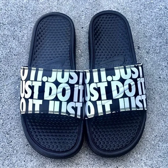 NIKE BENASSI SLIDES JUST DO IT BLACKS WHITES SWOOSH Nike Men main image 3